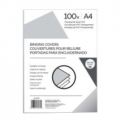 Fellowes Корици за подвързване, PVC, А4, 200 микрона, прозрачни, 100 броя - Fellowes