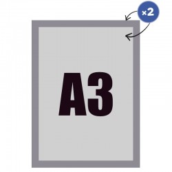 Рамка, магнитна, двустранна, A3, сребриста - Офис аксесоари