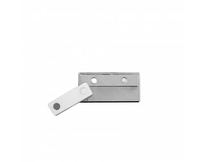 KEJEA Бадж, с магнит, лазерен акрил, хоризонтален, 70 х 34 mm, сребрист