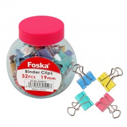 Foska Щипки за пари, 19 mm, цветни, 32 броя в буркан - Сравняване на продукти