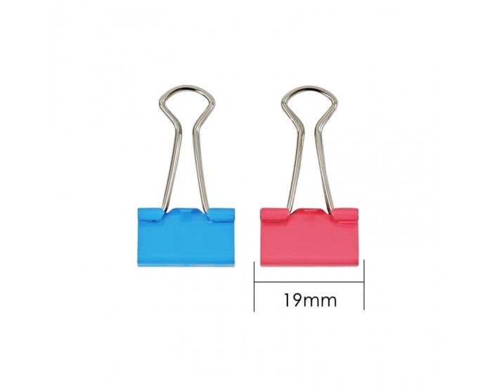 Foska Щипки за пари, 19 mm, цветни, 32 броя в буркан