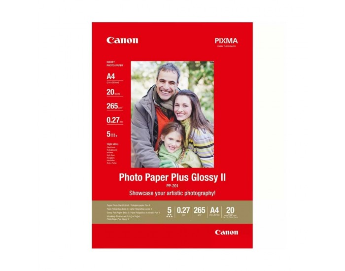 Canon Фото хартия Plus Glossy II PP-201, 265 g/m2, A4, 20 листа