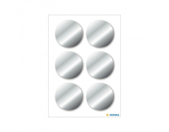 Herma Самозалепващи се етикети, диаметър 32 mm, сребристи, 18 броя