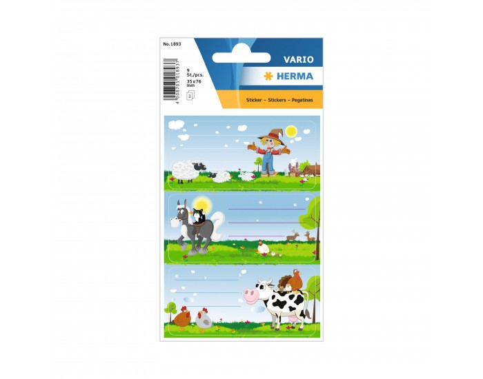 Herma Самозалепващи се етикети Ферма, ученически, 9 броя