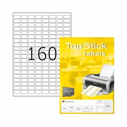 Top Stick Самозалепващи се етикети, A4, заоблени, 22 х 12 mm, 160 броя, 100 листа - Top stick