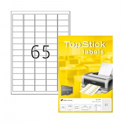 Top Stick Самозалепващи се етикети, A4, 38.1 х 21.2 mm, 65 броя, 100 листа - Top stick
