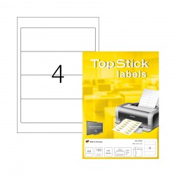 Top Stick Самозалепващи се етикети, A4, 192 х 59 mm, 4 броя, 100 листа - Top stick