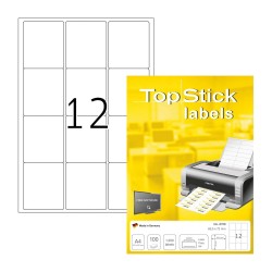 Top Stick Самозалепващи се етикети, A4, 63.5 х 72 mm, 12 броя, 100 листа - Top stick