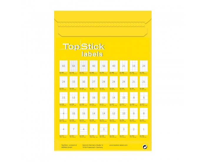 Top Stick Самозалепващи се етикети, A4, 70 х 37 mm, 24 броя, 100 листа