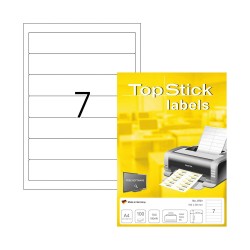 Top Stick Самозалепващи се етикети, A4, 192 х 38 mm, 7 броя, 100 листа - Top stick