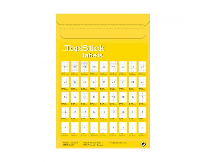 Top Stick Самозалепващи се етикети, A4, 17.8 х 10 mm, 270 броя, 100 листа