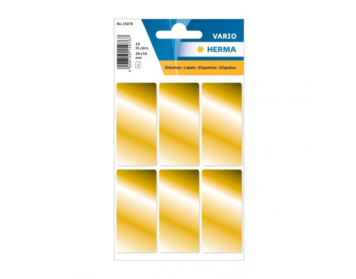 Herma Самозалепващи се етикети, 26 х 54 mm, златисти, 18 броя в опаковка
