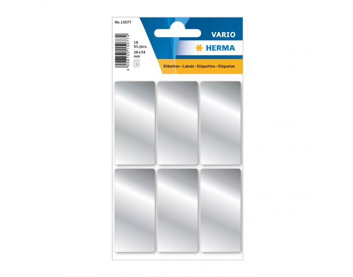 Herma Самозалепващи се етикети, 26 х 54 mm, сребристи, 18 броя в опаковка