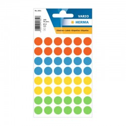 Herma Самозалепващи се етикети, кръгли, диаметър 13 mm, 240 броя, 5 листа, асорти - Herma