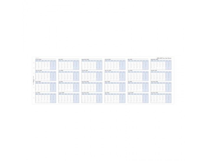 Filofax Пълнител за органайзер, А5, за 2024-2027 година, 4 години на страница в разгъвка