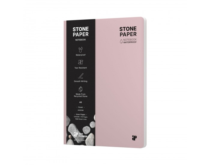 Art Pioneer Тетрадка Stone Paper, A5, твърда корица, 88 листа, розова