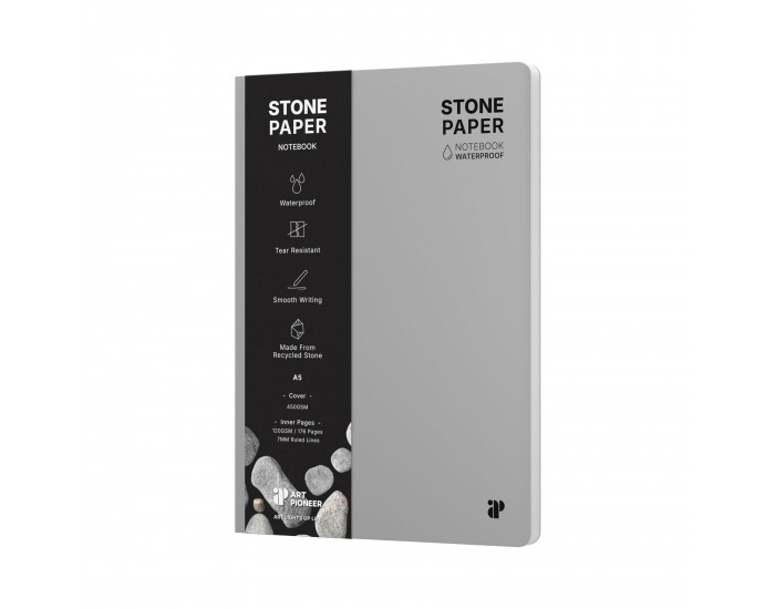 Art Pioneer Тетрадка Stone Paper, A5, твърда корица, 88 листа, сива
