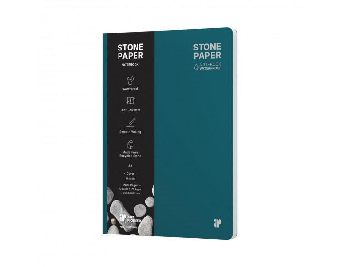 Art Pioneer Тетрадка Stone Paper, A5, твърда корица, 88 листа, тъмносиня
