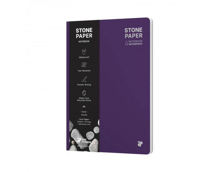Art Pioneer Тетрадка Stone Paper, A5, твърда корица, 88 листа, лилава