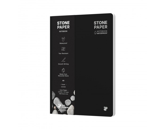 Art Pioneer Тетрадка Stone Paper, A5, твърда корица, 88 листа, черна