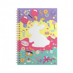 Art Pioneer Тетрадка Rabbit, A5, широки редове, твърда корица, със спирала, 80 листа - Art Pioneer