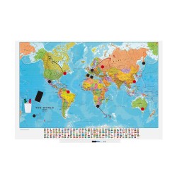 Rocada Карта на света Skin Map, върху дъска, магнитна, 100 х 150 cm - Rocada
