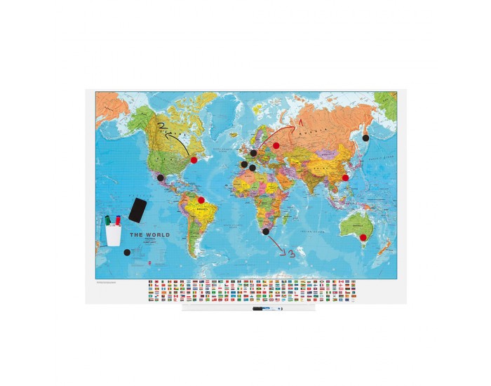 Rocada Карта на света Skin Map, върху дъска, магнитна, 100 х 150 cm
