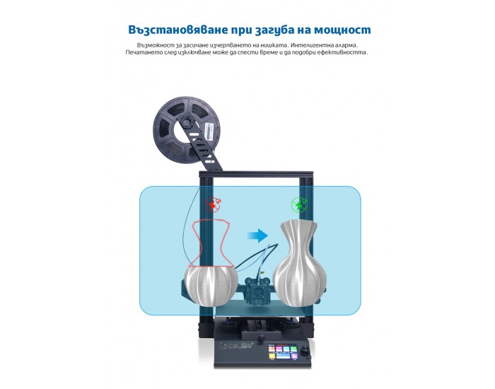 Принтер Colido 3D Diy 3.0, черен, диаметър на нишката 1.75 mm, диаметър на дюзата 0.4 mm, USB/SD Card