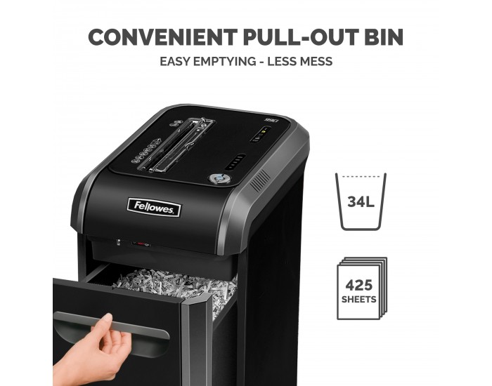 Шредер за унищожаване на документи Fellowes Powershred 99Ci, 100% Jam Proof, Cross-Cut, 34 L, P-4, време за работа 30 мин, време за почивка 40 мин
