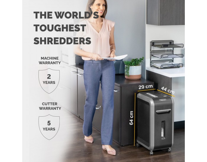 Шредер за унищожаване на документи Fellowes Powershred 99Ci, 100% Jam Proof, Cross-Cut, 34 L, P-4, време за работа 30 мин, време за почивка 40 мин