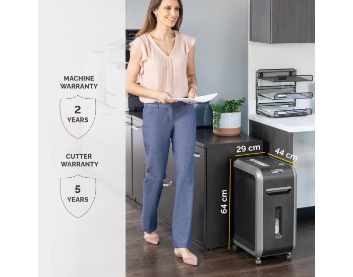Шредер за унищожаване на документи Fellowes Powershred 99Ci, 100% Jam Proof, Cross-Cut, 34 L, P-4, време за работа 30 мин, време за почивка 40 мин