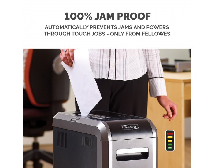 Шредер за унищожаване на документи Fellowes Powershred 125Ci, 100% Jam Proof, Cross-Cut, 53 L, P-4, ниво на шум 63 dB