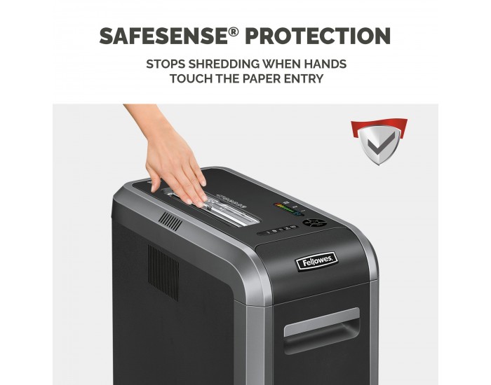 Шредер за унищожаване на документи Fellowes Powershred 125Ci, 100% Jam Proof, Cross-Cut, 53 L, P-4, ниво на шум 63 dB