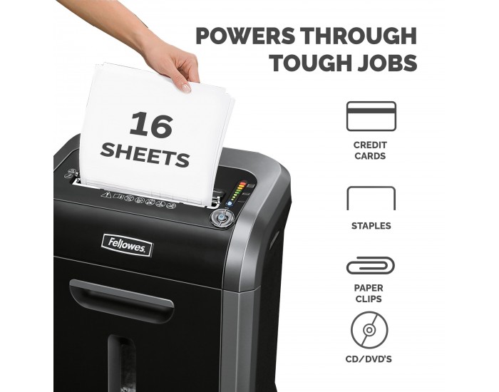 Шредер за унищожаване на документи Fellowes Powershred 79Ci, 100% Jam Proof, 23 L, P-4, време за работа 20 мин, време за почивка 30 мин