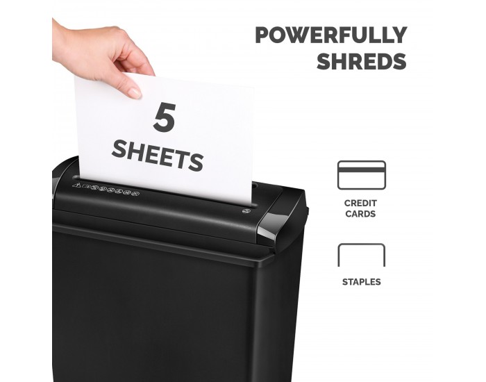 Шредер за унищожаване на документи Fellowes Powershred P-25S, Strip-Cut, 11 L, време за работа 3 мин