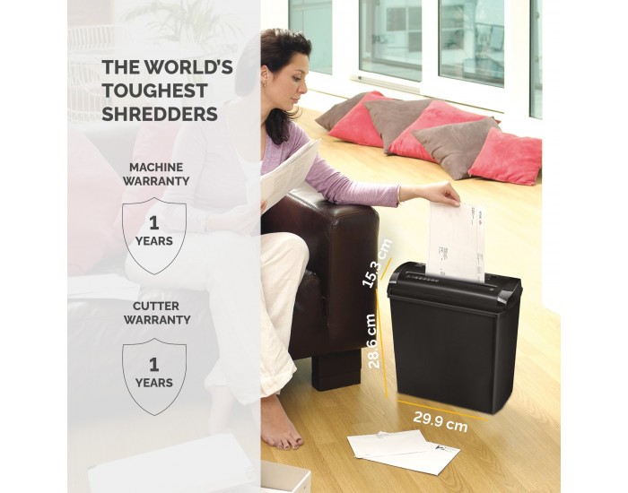 Шредер за унищожаване на документи Fellowes Powershred P-25S, Strip-Cut, 11 L, време за работа 3 мин