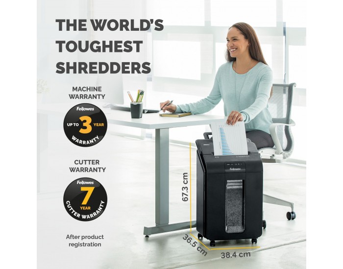 Шредер за унищожаване на документи Fellowes Automax 100M, Micro Cut, 23 L, P-4, време за работа 15 мин