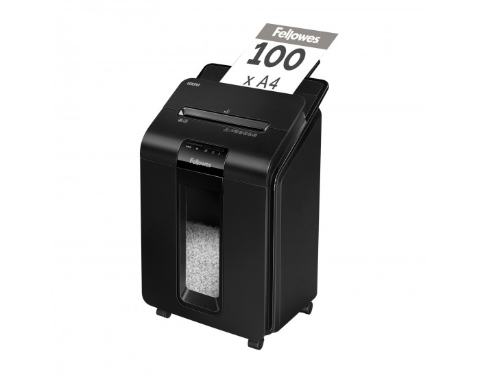 Шредер за унищожаване на документи Fellowes Automax 100M, Micro Cut, 23 L, P-4, време за работа 15 мин