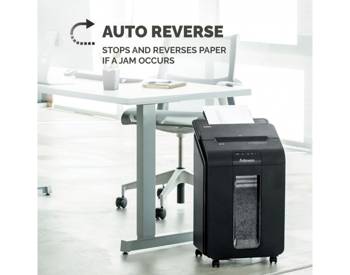 Шредер за унищожаване на документи Fellowes Automax 100M, Micro Cut, 23 L, P-4, време за работа 15 мин