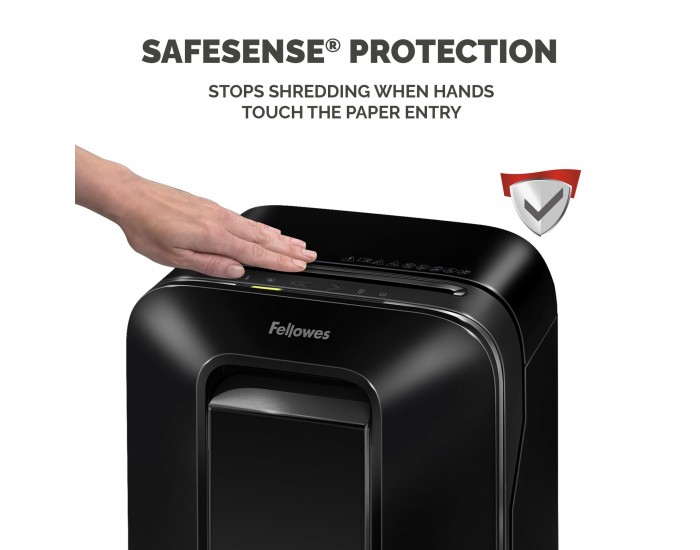 Шредер за унищожаване на документи Fellowes Powershred LX201, Microcut, 22 L, черен, P-5, време за работа 10 мин, Micro-Cut