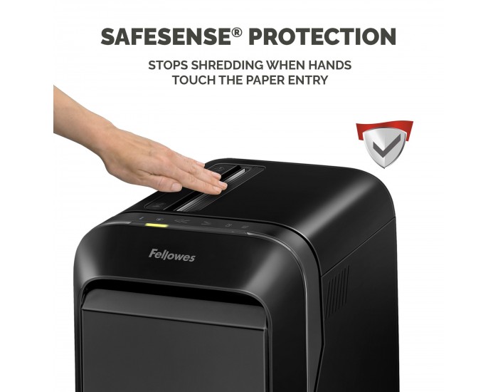 Шредер за унищожаване на документи Fellowes LX221, Micro-Cut, 30 L, черен, P-5, време за работа 25 мин