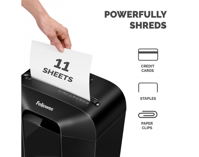 Шредер за унищожаване на документи Fellowes Powershred LX70, Cross-Cut, черен, 11.5 L, P-4