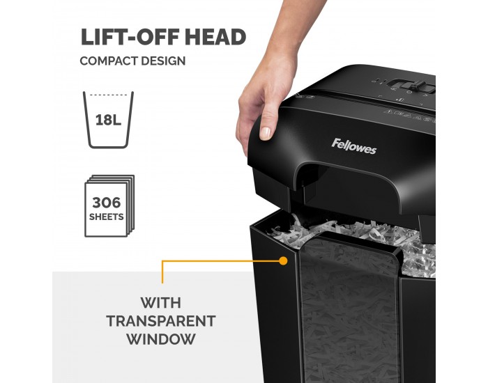 Шредер за унищожаване на документи Fellowes Powershred LX70, Cross-Cut, черен, 11.5 L, P-4