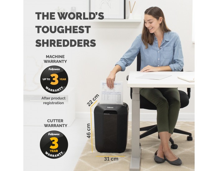 Шредер за унищожаване на документи Fellowes Powershred LX70, Cross-Cut, черен, 11.5 L, P-4
