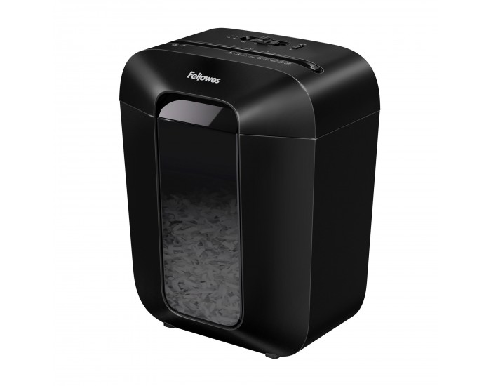 Шредер за унищожаване на документи Fellowes Powershred LX45, Cross-Cut, черен, P-4, обем на коша 17 L, време за работа 6 мин, ниво на шум 70 dB