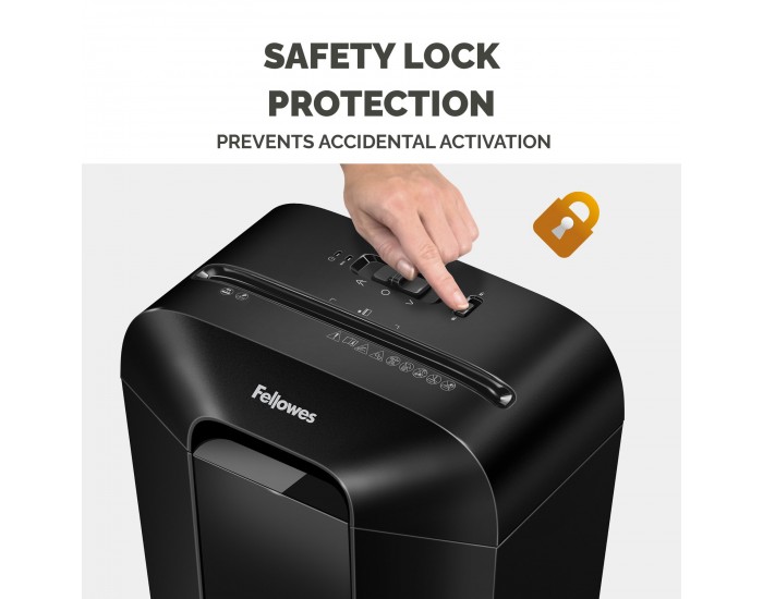 Шредер за унищожаване на документи Fellowes Powershred LX45, Cross-Cut, черен, P-4, обем на коша 17 L, време за работа 6 мин, ниво на шум 70 dB