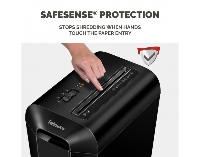 Шредер за унищожаване на документи Fellowes Powershred LX65, P-4, Cross-Cut, черен, обем на коша 22 L, време за почивка 20 мин