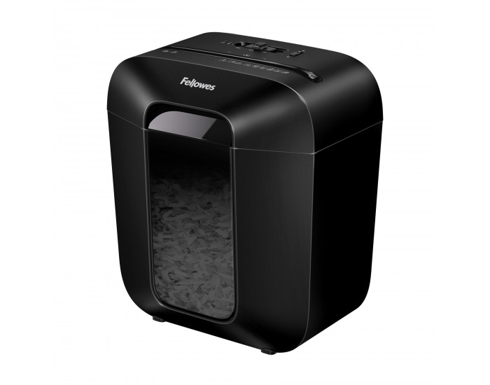 Шредер за унищожаване на документи Fellowes Powershred LX25, P-4, Cross-Cut, черен, обем на коша 11 L, време за работа 3 мин