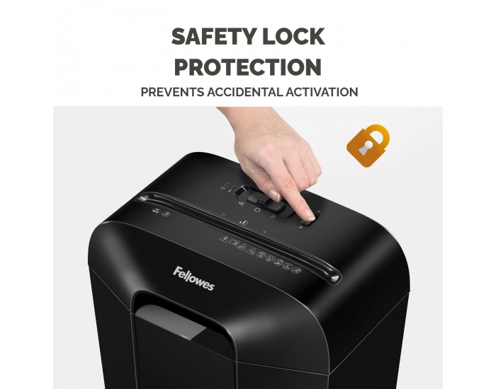 Шредер за унищожаване на документи Fellowes Powershred LX25, P-4, Cross-Cut, черен, обем на коша 11 L, време за работа 3 мин