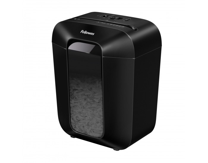 Шредер за унищожаване на документи Fellowes Powershred LX50, P-4, Cross-Cut, черен, обем на коша 17 L, време за почивка 30 мин